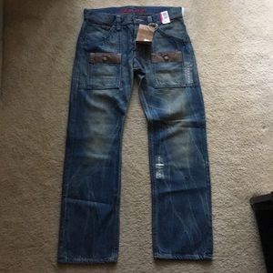 Edwin blue trip straight legs